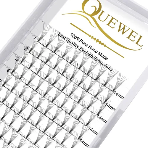 Vista 88 de QUEWEL Extensiones de Pestañas Prehechas en Ventilador, Extensiones de Pestañas Prehechas 3D de 0.07mm de Grosor, Rizado C, 8mm de Volumen