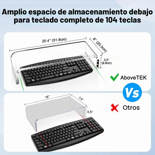 Vista 3 de AboveTEK, soporte para monitor de acrílico, Multicolor 20 pulgadas