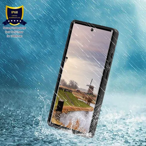 Vista 2 de Compatible con Note 20 Ultra Funda impermeable, IP68 bajo el agua a prueba de suciedad, a prueba de golpes, protector de pantalla integrado