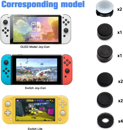 Vista 2 de ZHI-NYLLDJS FPS - Juego de empuñaduras para el pulgar para Nintendo SwitchOLEDLite, para Nintendo Switch, tapas analógicas de silicona para Switch