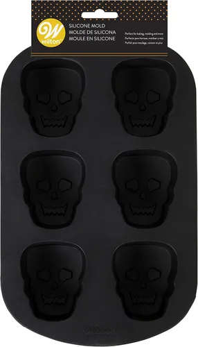 Vista 8 de Wilton Molde de silicona antiadherente de calavera de Halloween, 6 cavidades