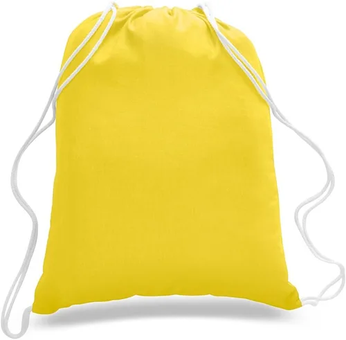 Vista 10 de ToteBagFactory Paquete de 6 mochilas de lona de algodón con cordón: blanco, liso, tela reutilizable, 14 pulgadas de ancho x 18 pulgadas de alto