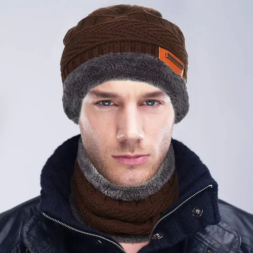 Vista 3 de Gorro y bufanda de invierno con forro polar, unisex, diseño de calavera
