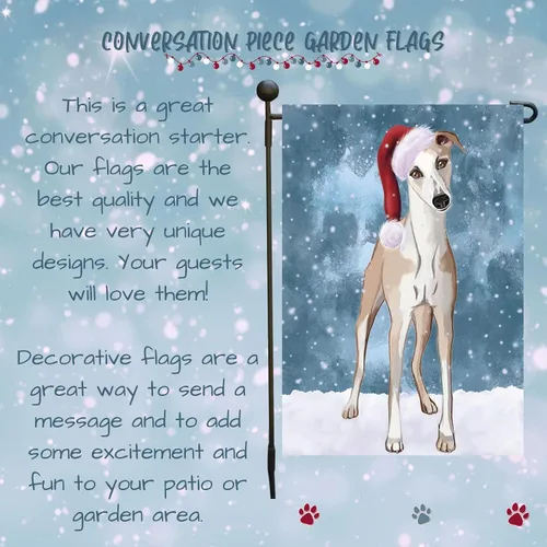 Vista 4 de Doggie of the Day Whippet GFLAG254161 - Banderas de jardín para perros, diseño de Navidad, de doble cara, regalo decorativo de primavera para patio