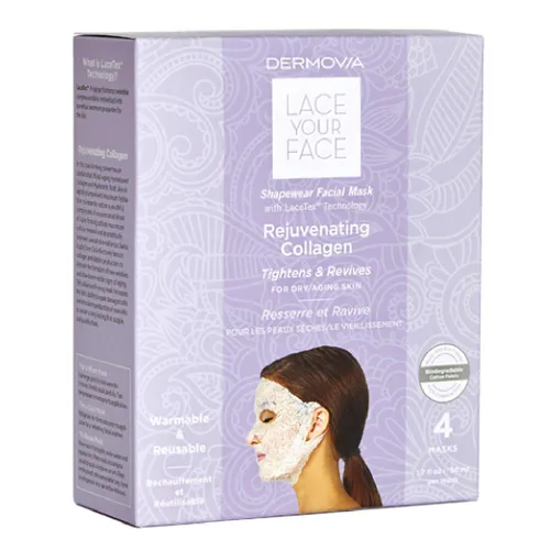 Vista 17 de Máscara facial Lace Your Face de compresión, como se ve en el programa Shark Tank, algodón biodegradable reutilizable, cuidado de la piel, Péptidos