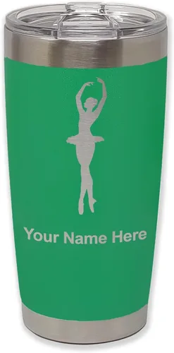 Vista 36 de LaserGram Vaso aislado al vacío de 20 onzas, bailarina de ballet, grabado personalizado incluido (negro)