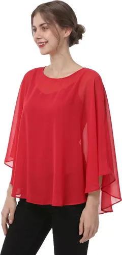 Vista 10 de Capas de gasa para mujer, chales y envolturas para poncho Negro