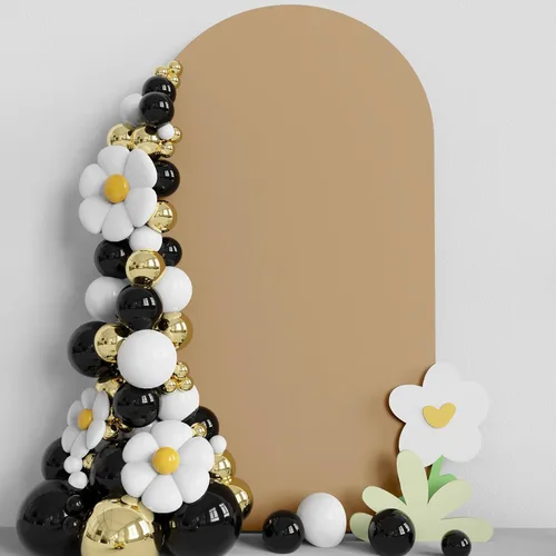 Vista 29 de Asee'm Cubierta de arco de boda de 6 pies, color beige, ajustada, cubierta de elastano ajustable de 2 caras, cubierta de fondo para decoración