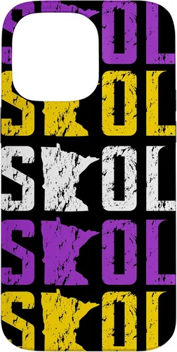 Vista 21 de Funda para iPhone 13 Pro Max SKOL envejecido vikingo vintage morado y amarillo sobre negro