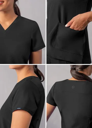 Vista 4 de Adar Addition Scrubs - Camiseta médica moderna con cuello en V