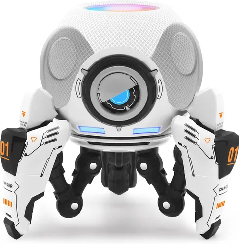 Vista 9 de Soporte para Homepod Mini, trípode de ABS con forma de robot, montaje seguro y estable con almohadilla de silicona antideslizante que protege bien