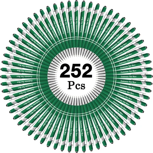Vista 100 de Hasta 500 bolígrafos personalizados a granel con logotipo de mensaje de nombre comercial, bolígrafos grabados personalizados con lápiz óptico
