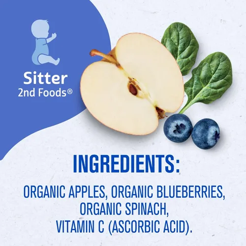Vista 8 de Gerber Alimento orgánico para bebés de manzana, arándano y espinacas, bolsa de 3.5 onzas