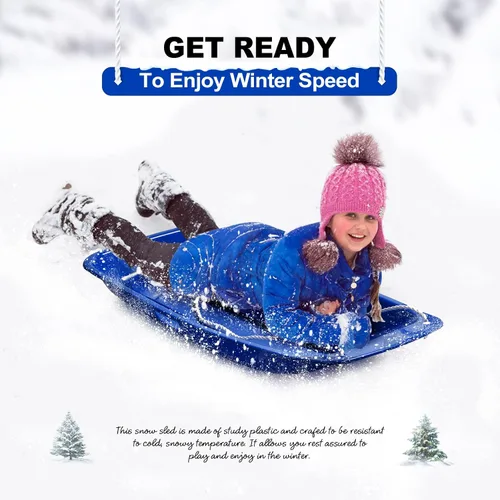 Vista 2 de AGPTEK Trineo de Nieve Bajada Velocista Duradero de 35/47 Pulgadas para Niños, Niñas y Adultos con Asas Integradas y Cuerda de Tracción