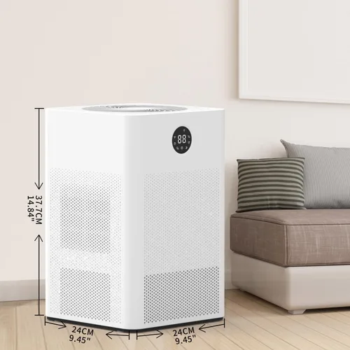 Vista 2 de HD022 - Deshumidificador giratorio para dormitorio, ultra silencioso, pequeño, portátil, purificador de aire con deshumidificadores para sótano