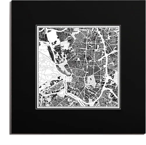 Vista 7 de O3 Design Studio Mapa de corte de papel de París, color negro mate, 20 x 20 pulgadas, arte en papel