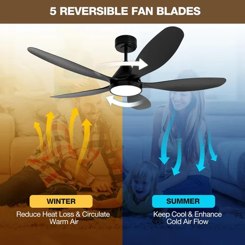 Vista 8 de Ventiladores de techo inteligentes de 52 pulgadas con luz, ventilador de techo reversible de 5 aspas con Alexa, controles de aplicación y control