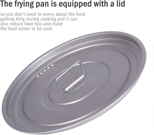 Vista 5 de Boundless Voyage Sartén antiadherente de titanio con mango plegable, revestimiento de cerámica antiadherente, olla de cocina para acampar al aire