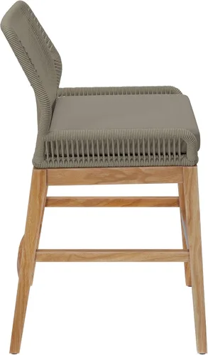 Vista 3 de Wellspring Outdoor Teak and Rope Counter Stool Light Gray Greige