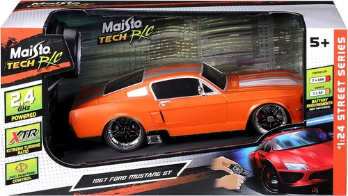 Vista 7 de Maisto Tech R/C 1:24 Escala 2.4 GHz 1967 Ford Mustang GT, Naranja Metálico
