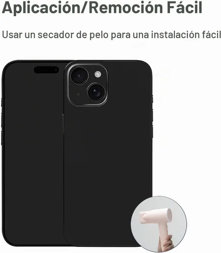 Vista 3 de Película protectora negra compatible con iPhone (para 15 Plus)