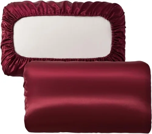 Vista 10 de YFlifangting - 2 fundas de almohada de seda gris con memoria y satén, tamaño Queen y King, funda de almohada elástica de seda satinada de color liso