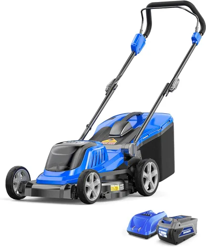 Vista 8 de Wild Badger Power Cortacésped inalámbrico de 40 V 14 ″ sin escobillas, 5,445 pies cuadrados/0.125 ac,1×4.0Ah batería y cargador rápido, altura de 5