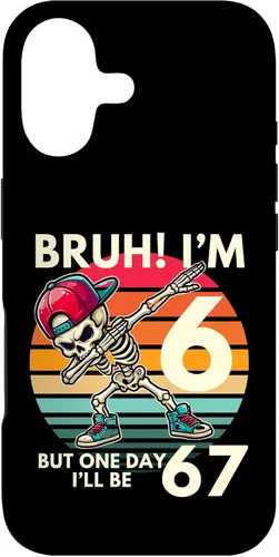 Vista 32 de Bruh I'm 6 But One-Day I'll Be 67 Retro 6th Birthday Kids Case for iPhone XR