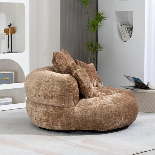 Vista 6 de Sofá sin huesos, sofá de burbujas de gran tamaño, sofá puff de chenilla, silla perezosa para dormitorio y sala de estar, silla individual