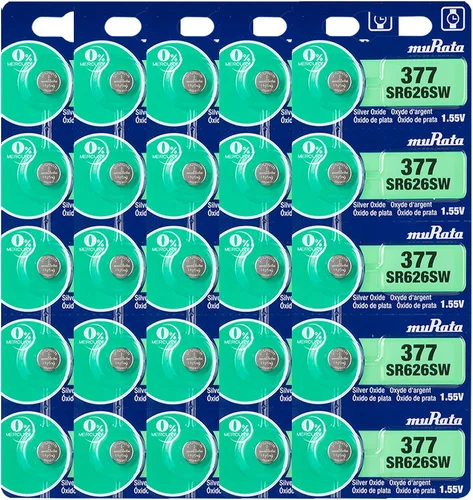 Vista 8 de Murata 377 SR626SW Batería 1.55V Celda de botón de reloj de óxido de plata - Sustituye a Sony 377 (2 baterías)