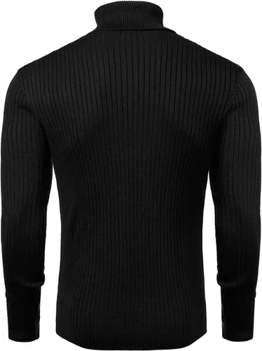 Vista 3 de Suéter de cuello alto para hombre, ajuste delgado, suave, de punto básico, suéter