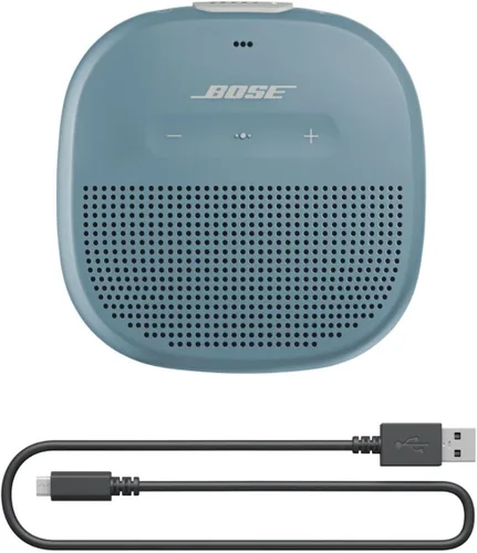 Vista 7 de Bocina SoundLink Micro de Bose con Bluetooth: Bocina pequeña portátil impermeable con micrófono, Azul Piedra