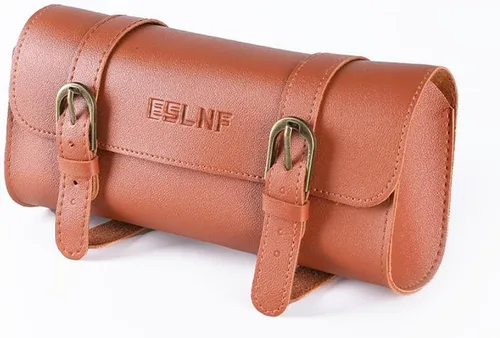 Vista 10 de Bolsa de Manillar de Bicicleta Retro de PU Cuero Impermeable Alforja de Bicicleta Cesta Frontal Vintage Bolsa de Asiento Trasero para Bicicletas