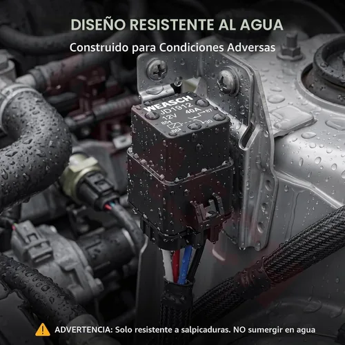 Vista 5 de Kit de Relé Impermeable, 12V 40A, 4 Pines SPST, Cables de Cobre Estañado de Servicio Pesado 14 AWG, Conjunto de Relé Automotriz y Arnés