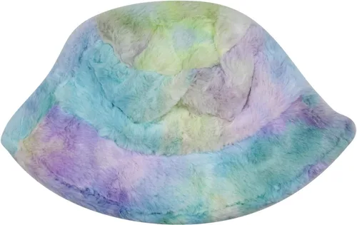 Vista 4 de JUMISEE Sombrero de pescador de piel sintética con teñido anudado para mujer, gorro de invierno cálido y mullido Azul