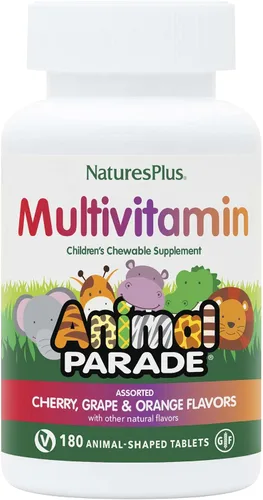 Vista 10 de Natures Plus Animal Parade - Multivitamínico masticable para niños, 90 tabletas en forma de animal, sabores surtidos naturales, vegetariano, sin