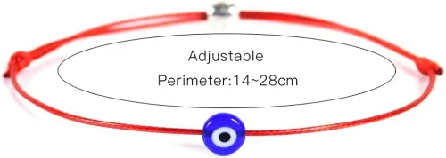 Vista 7 de 9 pulseras de cuerda roja ajustables hechas a mano con forma de cábala contra el mal de ojo, pulsera trenzada de ojo, pulsera de cuerda de amistad