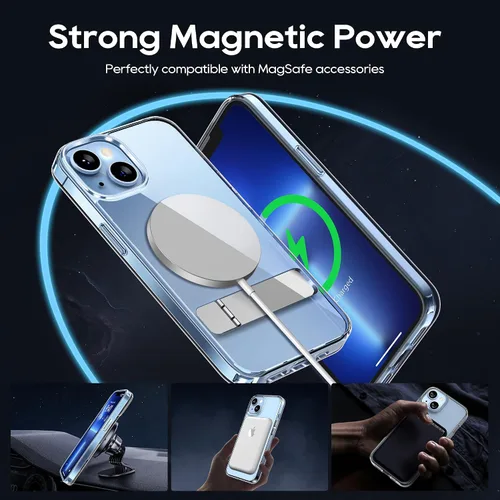 Vista 3 de Funda magnética para iPhone 14 de 6.1 pulgadas (2022), soporte delgado con protector de pantalla compatible con Magsafe a prueba de golpes