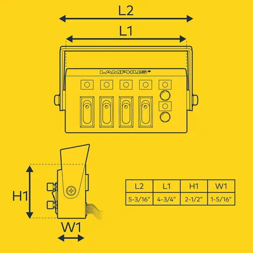 Vista 7 de LAMPHUS SWBX42 caja de interruptor retroiluminado LED [4 x 25 A ENCENDIDO/APAGADO interruptores basculantes] [2 interruptores momentáneos]