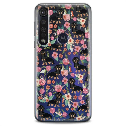 Vista 5 de Funda de TPU compatible con Motorola G9 G8 Plus G7 E20 P40 Z4 Edge 20 G22 Stylus Clear Cute Dogs Design Print Kawaii Floral Wiener Cute Flowers Girl