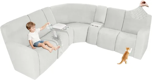 Vista 41 de ALIECOM Fundas 100% impermeables para sofá seccional reclinable, forma de L, elásticas, para esquina, funda para sofá seccional reclinable, lavable