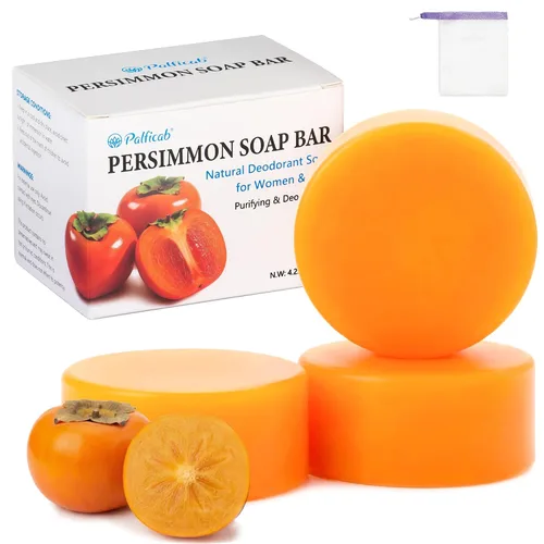 Vista 9 de Jabón de caqui de 4.23 oz para personas mayores, olor natural, extracto de caqui, desodorante, jabón corporal para hombres y mujeres, control