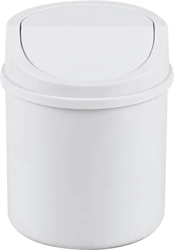 Vista 8 de Mini bote de basura de escritorio de 0.5 galones con tapa giratoria, pequeño bote de basura oscilante, gris Lightweight Plastic, Flip Swing-Top
