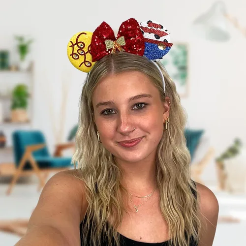 Vista 4 de Needzo Toy Inspired Story - Diadema con orejas de ratón, disfraz de vaquera, accesorio para el cabello, talla única