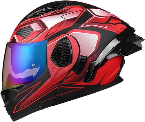 Vista 11 de Casco de Motociclista de Cara Completa con Visera Dual y Abatible para Adultos, Hombres y Mujeres, Integrado para Motocicleta, Calle, Ciclomotor