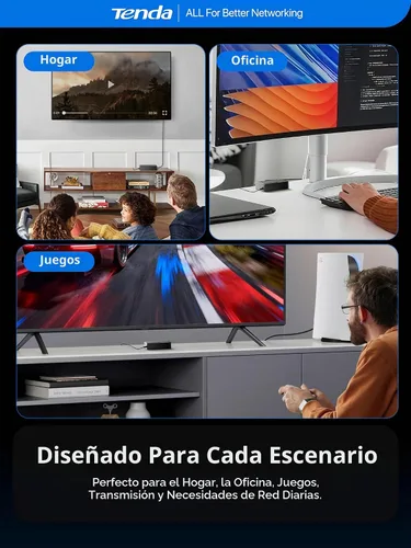 Vista 7 de Tenda Conmutador Gigabit Ethernet de 5 puertos, divisor Ethernet de escritorio, concentrador de conmutador de red no administrado, Plug & Play