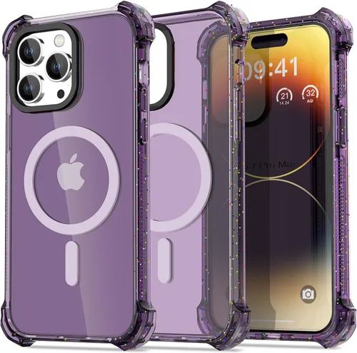 Vista 10 de AICase Funda Rebote Rosa Neón Brillante Compatible con iPhone 15, Transparente a Prueba de Impactos Resistente a Golpes Linda Femenina Adolescente