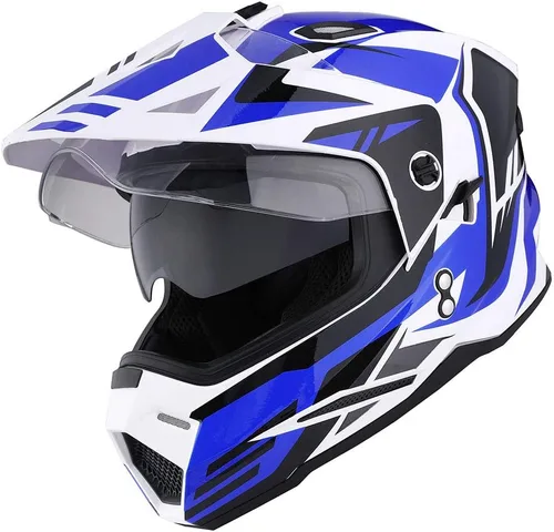 Vista 20 de 1Storm Dual Sport Motocross Off Road Casco de cara completa con visera doble: HF802