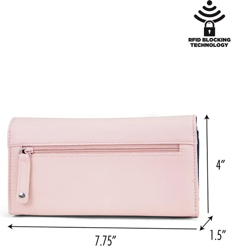 Vista 3 de Nautica Money Manager RFID - Cartera para mujer Rosado Petal Pink cartera Rfid