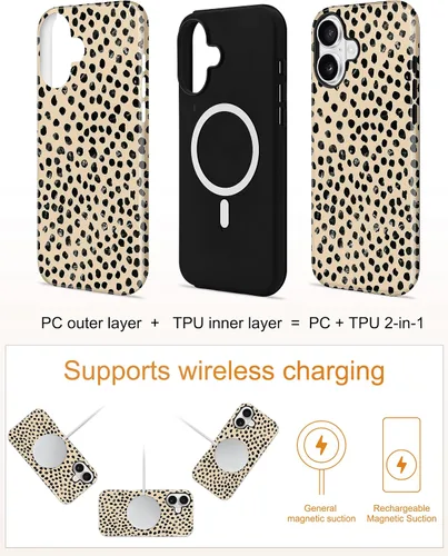 Vista 436 de Jusy Funda compatible con MagSafe con estampado de caparazón de tortuga marrón para iPhone 7/8/SE, cubierta protectora de TPU suave magnética